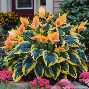 Хоста Флейм Данс купить по цене от 650р. в интернет-магазине «Посадика» с доставкой почтой в в Пошехоньее и по всей России – [изображение №1].